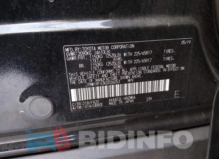 JTMW1RFV3KD026053 Photo# 9