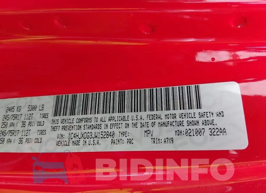 1C4HJXDG3JW152840 Photo# 9