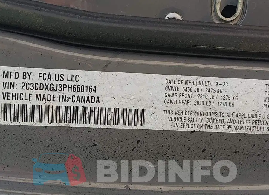 2C3CDXGJ3PH660164 Photo# 9