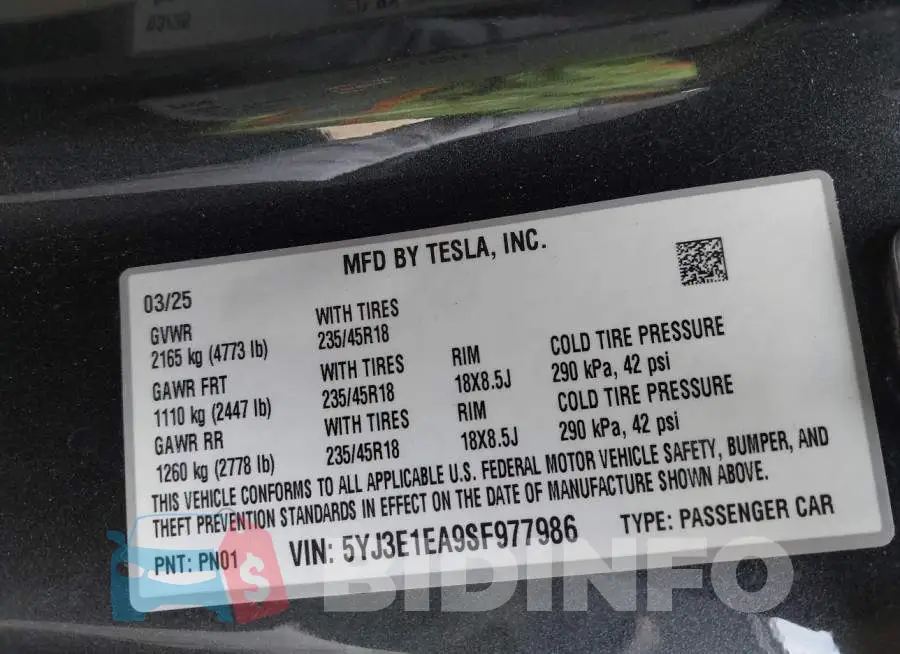 5YJ3E1EA9SF977986 Photo# 9