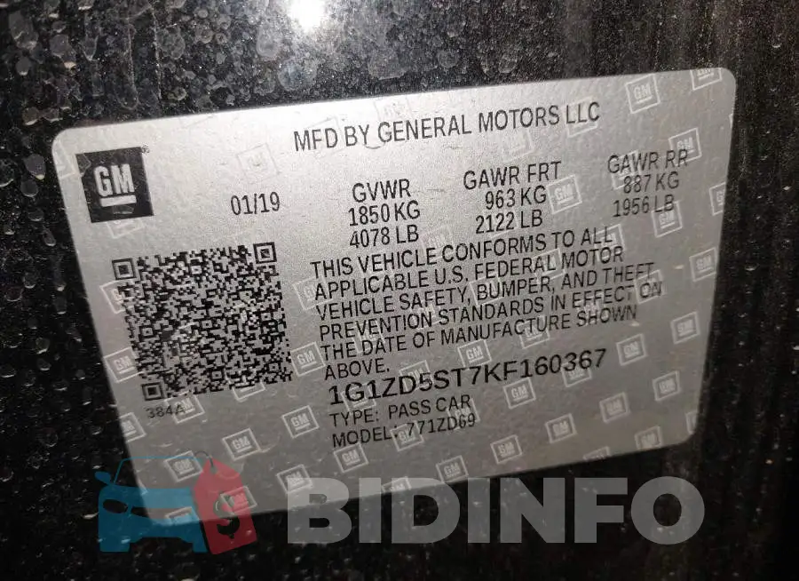 1G1ZD5ST7KF160367 Photo# 9