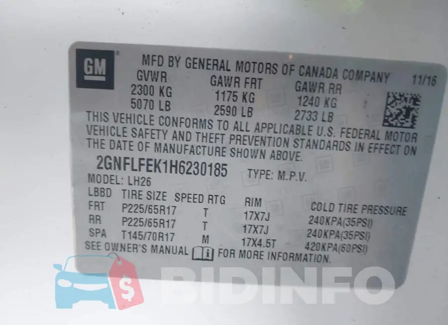 2GNFLFEK1H6230185 Photo# 9
