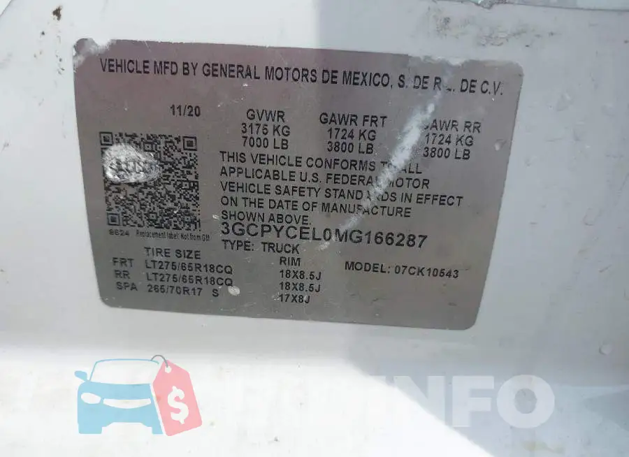 3GCPYCEL0MG166287 Photo# 9