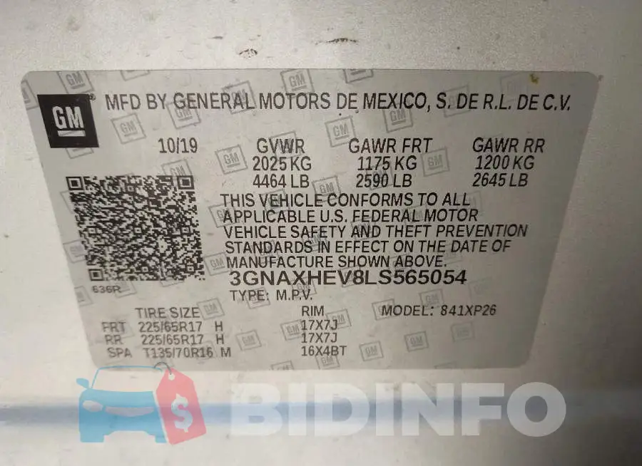 3GNAXHEV8LS565054 Photo# 9