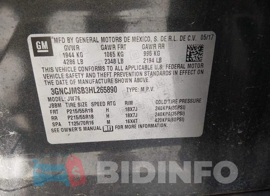 3GNCJMSB3HL265890 Photo# 9