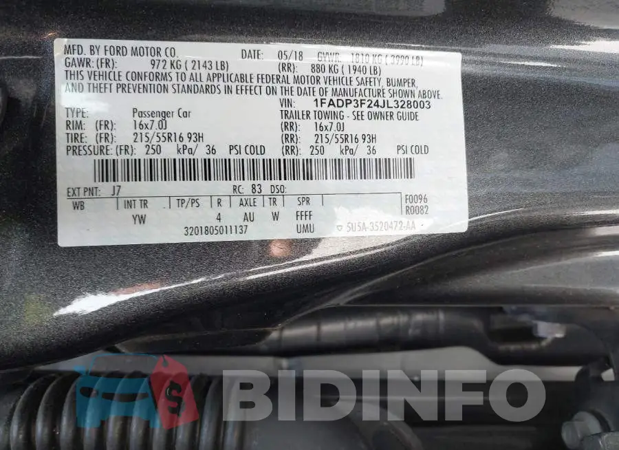 1FADP3F24JL328003 Photo# 9