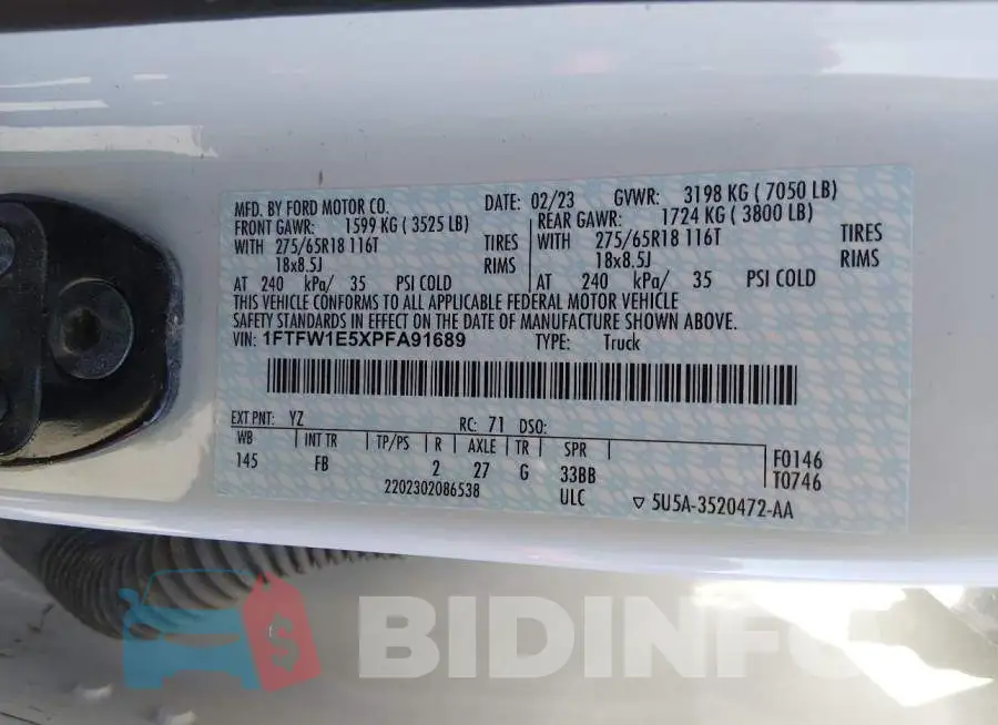 1FTFW1E5XPFA91689 Photo# 9