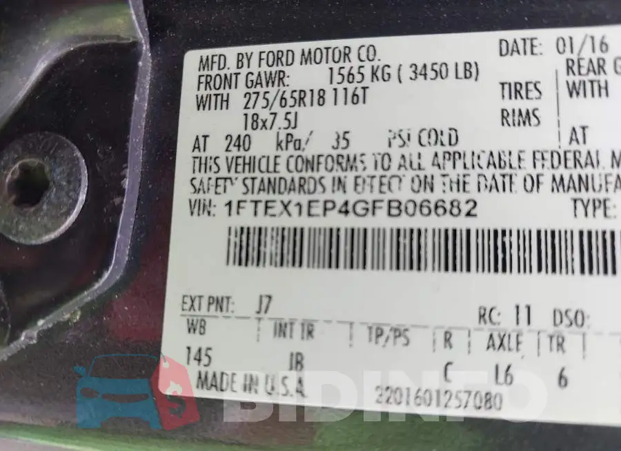 1FTEX1EP4GFB06682 Photo# 9