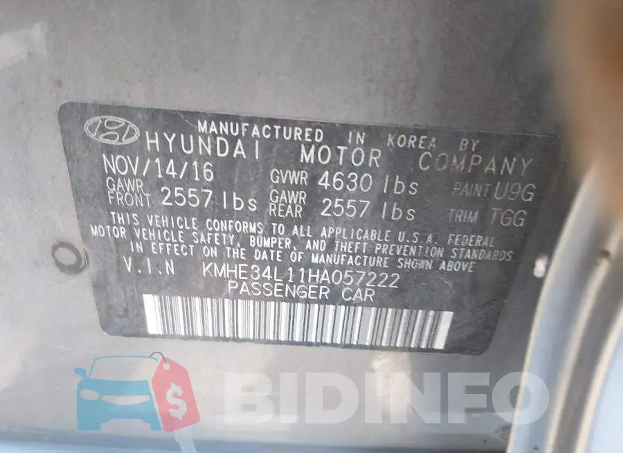 KMHE34L11HA057222 Photo# 9