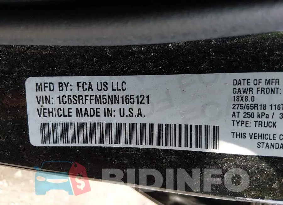 1C6SRFFM5NN165121 Photo# 9