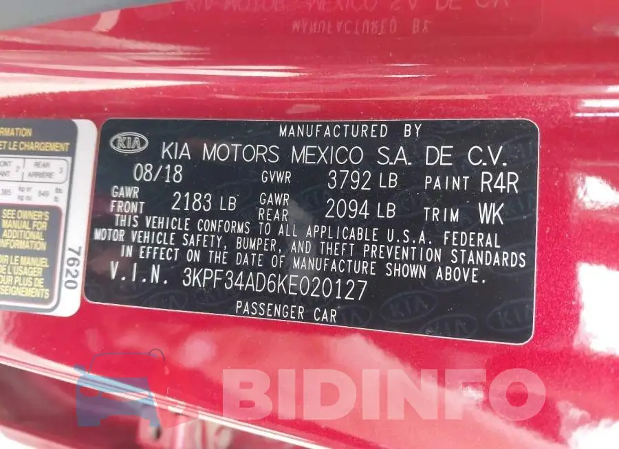 3KPF34AD6KE020127 Photo# 9