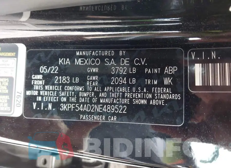 3KPF54AD2NE489522 Photo# 9
