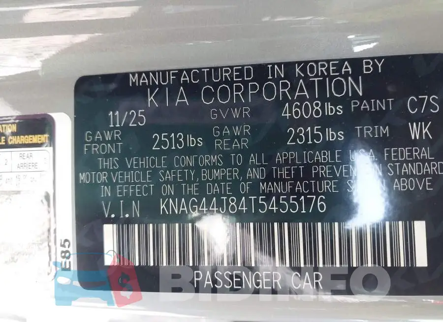 KNAG44J84T5455176 Photo# 9