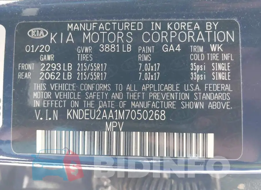 KNDEU2AA1M7050268 Photo# 9
