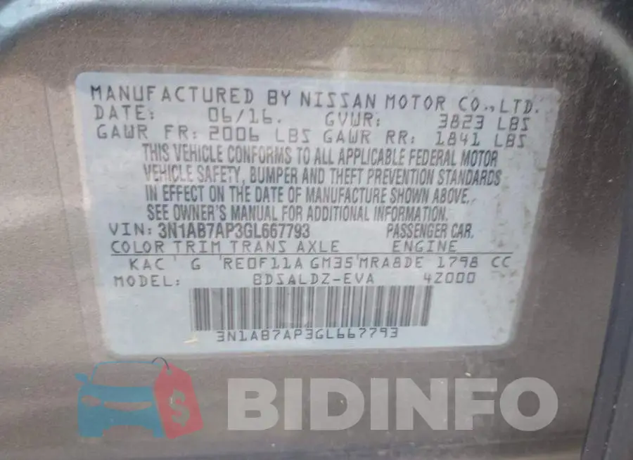 3N1AB7AP3GL667793 Photo# 9