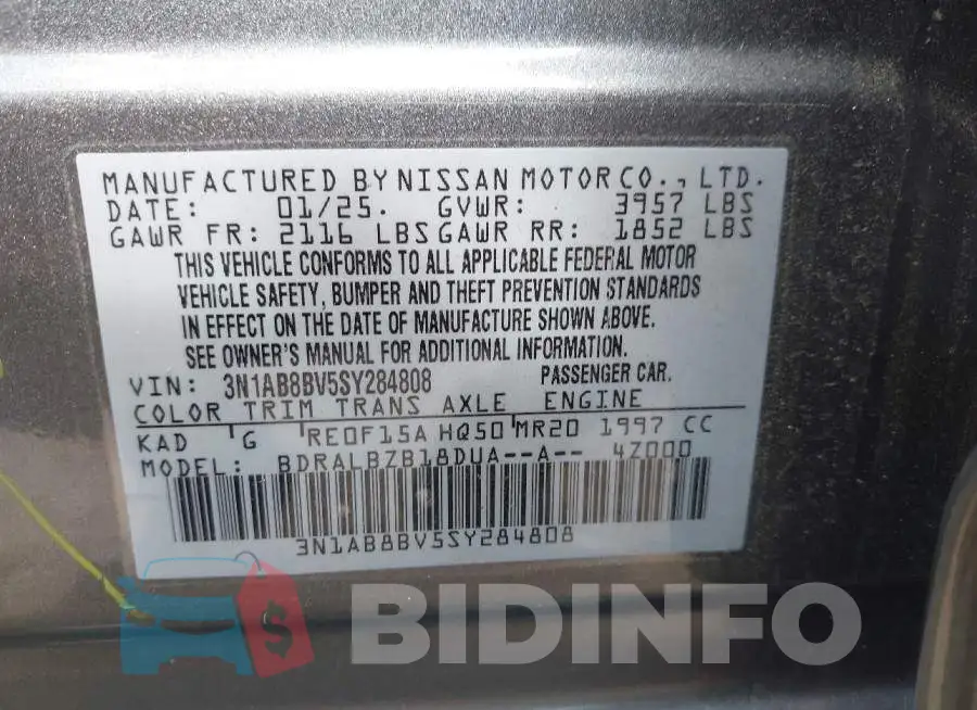 3N1AB8BV5SY284808 Photo# 9