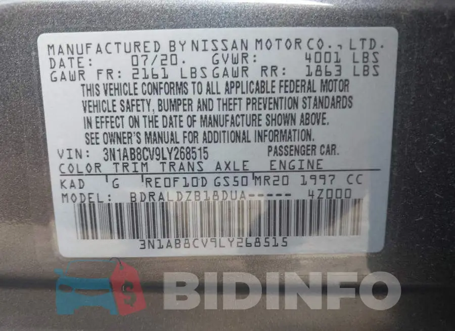 3N1AB8CV9LY268515 Photo# 9