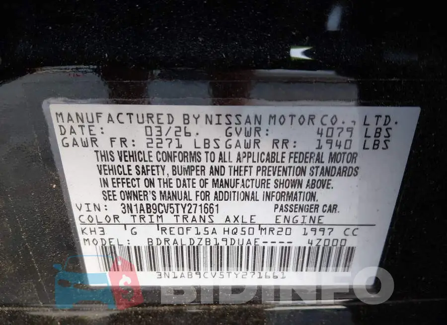 3N1AB9CV5TY271661 Photo# 9