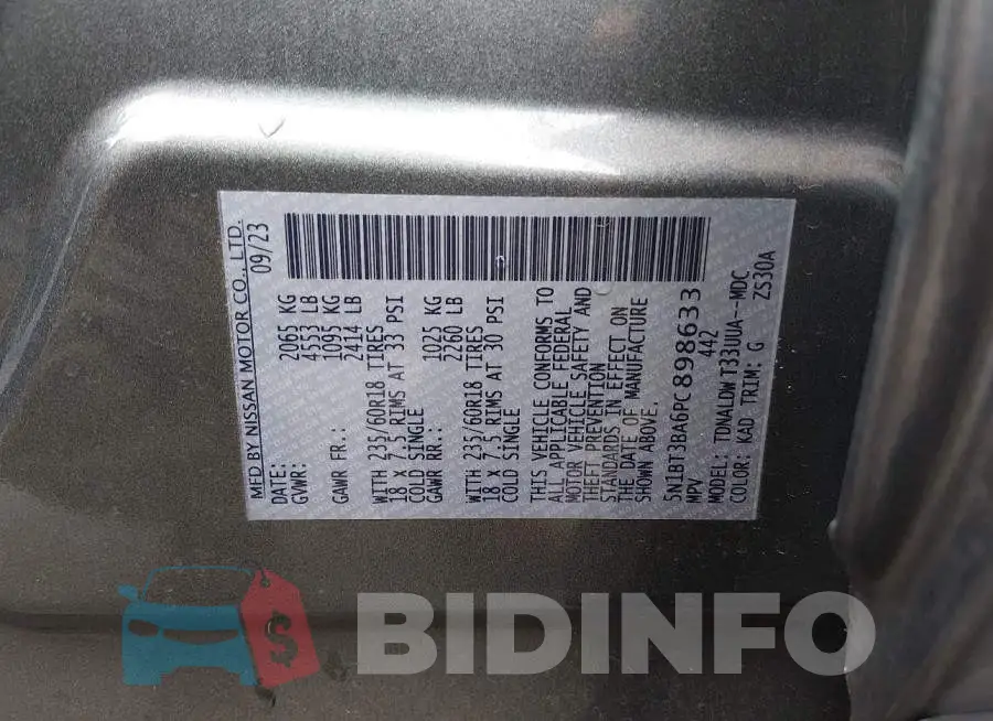 5N1BT3BA6PC898633 Photo# 9