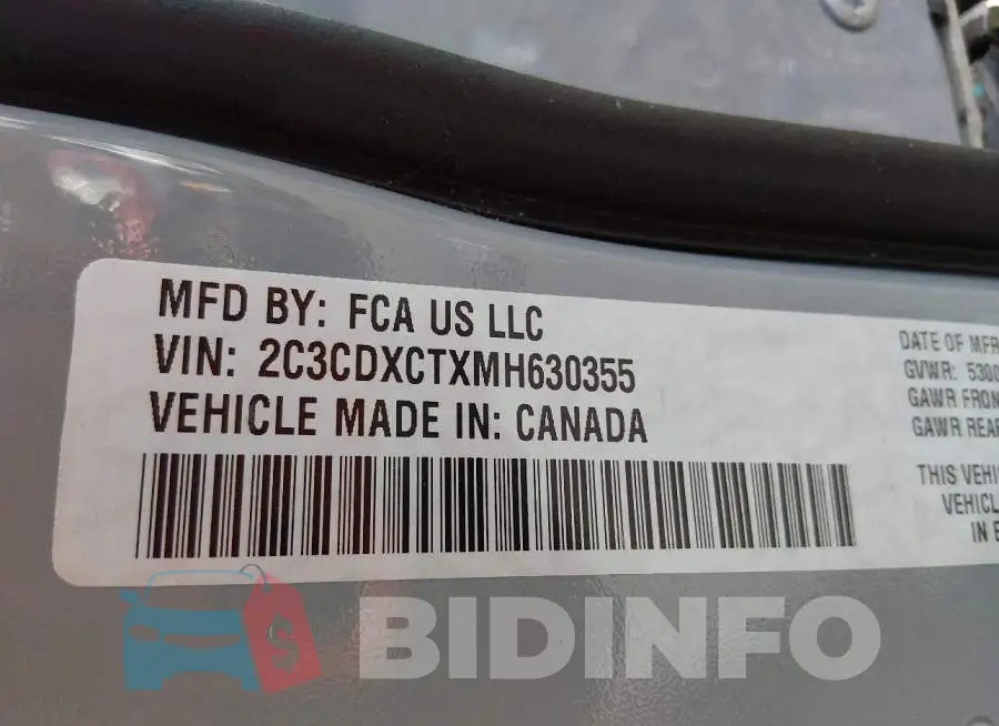 2C3CDXCTXMH630355 Photo# 9