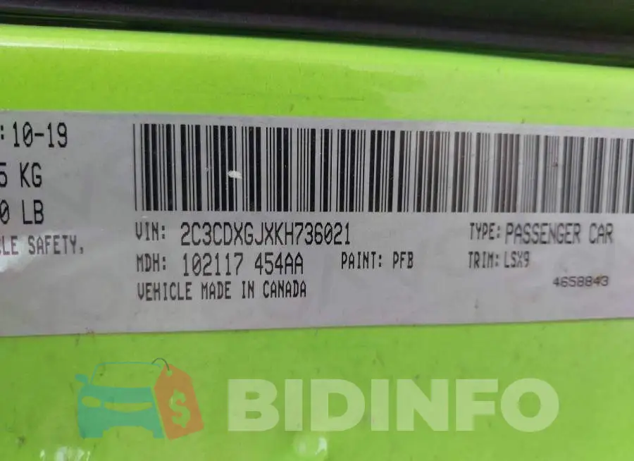 2C3CDXGJXKH736021 Photo# 9