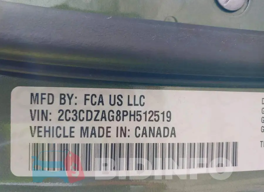 2C3CDZAG8PH512519 Photo# 9