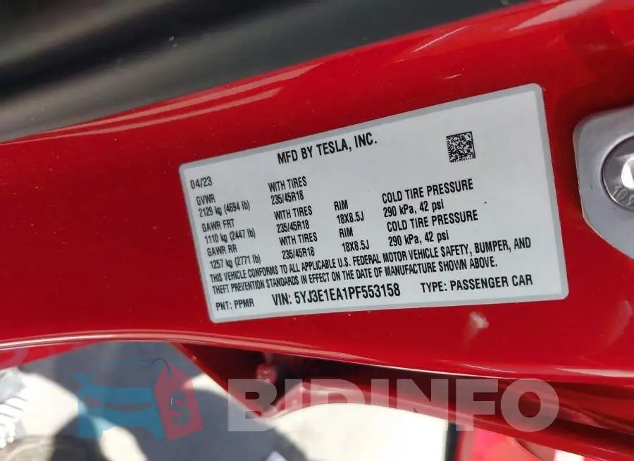 5YJ3E1EA1PF553158 Photo# 17