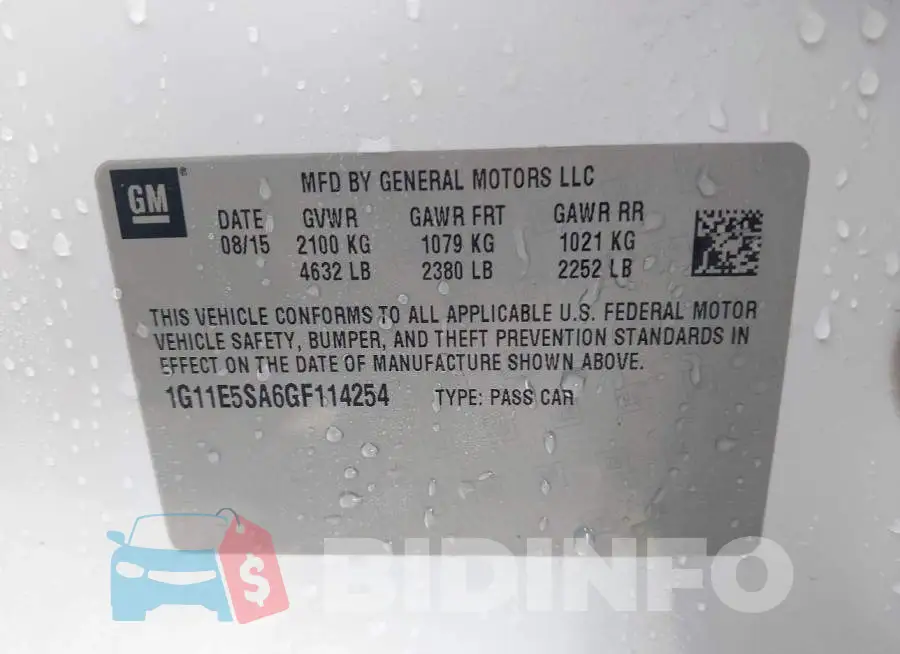 1G11E5SA6GF114254 Photo# 9