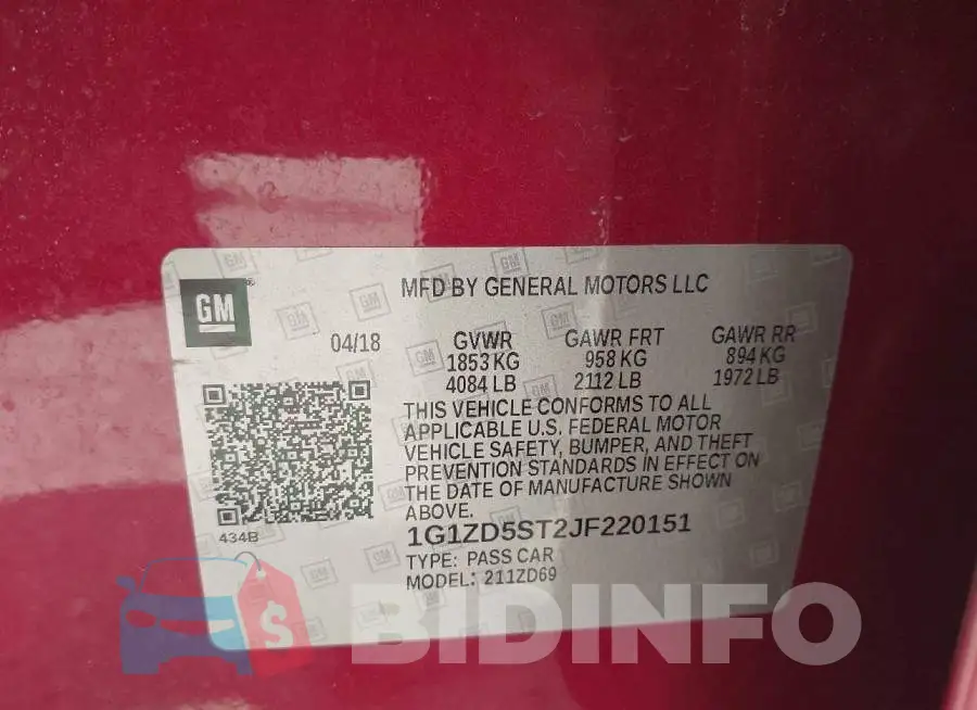 1G1ZD5ST2JF220151 Photo# 9
