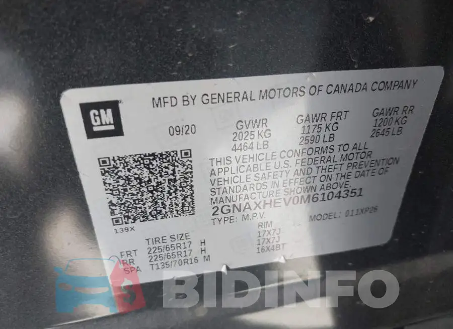 2GNAXHEV0M6104351 Photo# 9