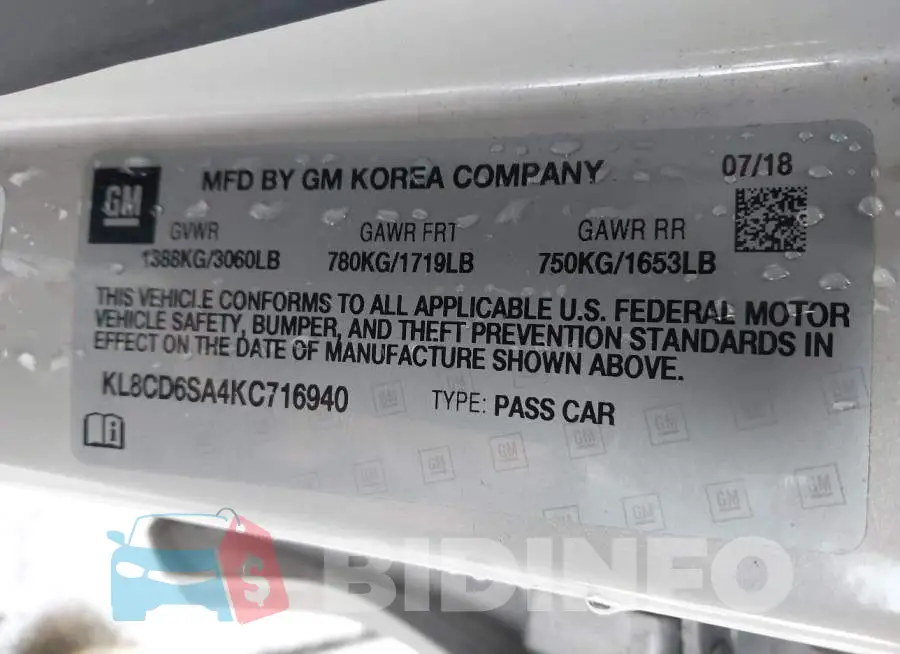 KL8CD6SA4KC716940 Photo# 9