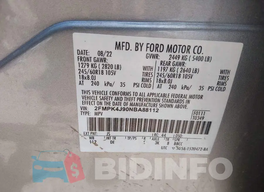 2FMPK4J90NBA88112 Photo# 9