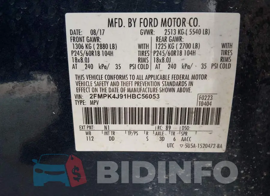 2FMPK4J91HBC56053 Photo# 9