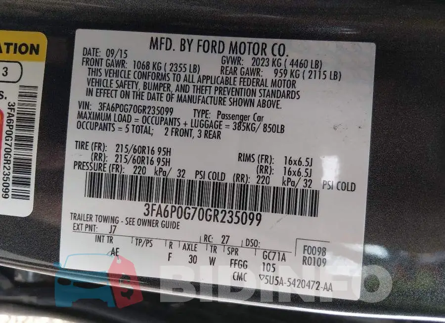 3FA6P0G70GR235099 Photo# 9