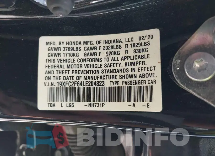 19XFC2F64LE204823 Photo# 9