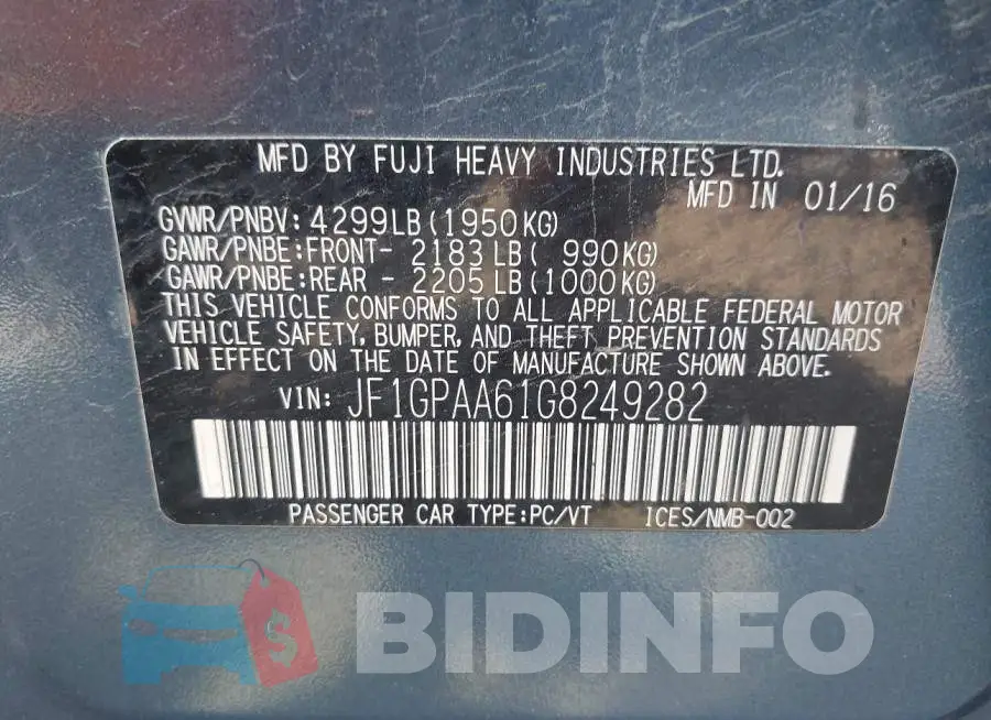 JF1GPAA61G8249282 Photo# 9