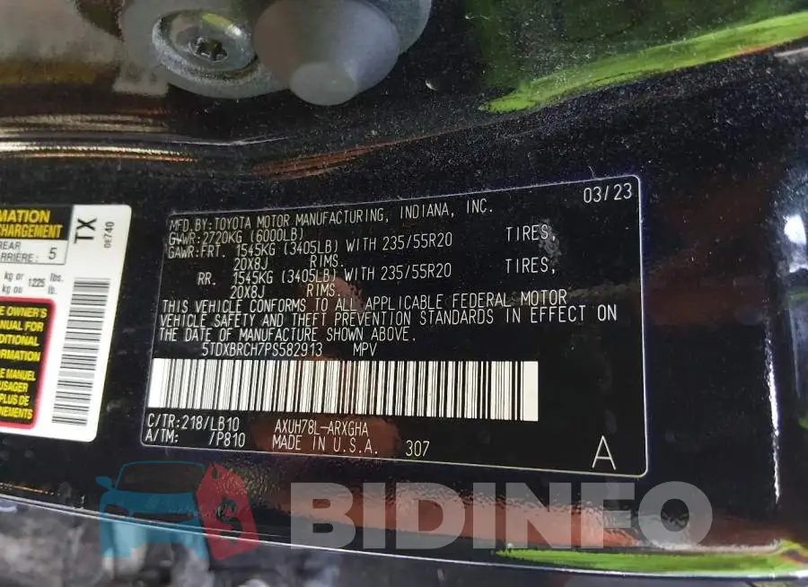 5TDXBRCH7PS582913 Photo# 9