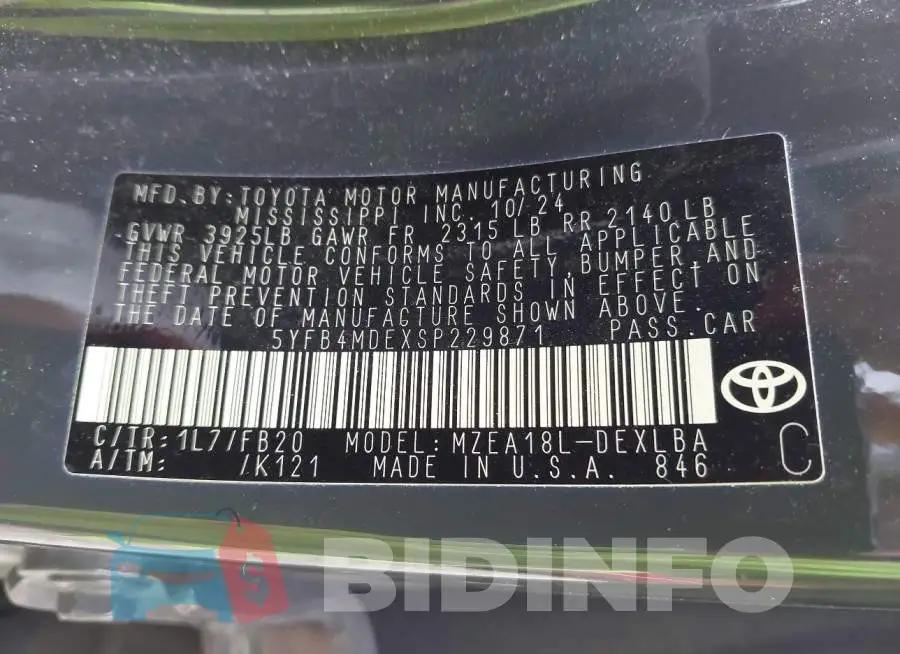 5YFB4MDEXSP229871 Photo# 9