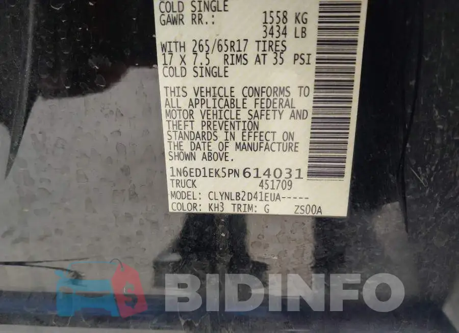 1N6ED1EK5PN614031 Photo# 9