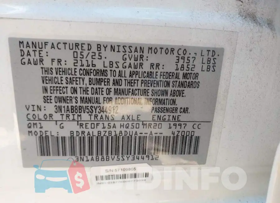 3N1AB8BV5SY344912 Photo# 9