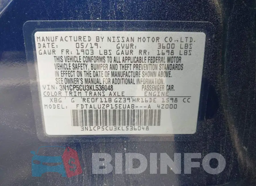 3N1CP5CU3KL536048 Photo# 9