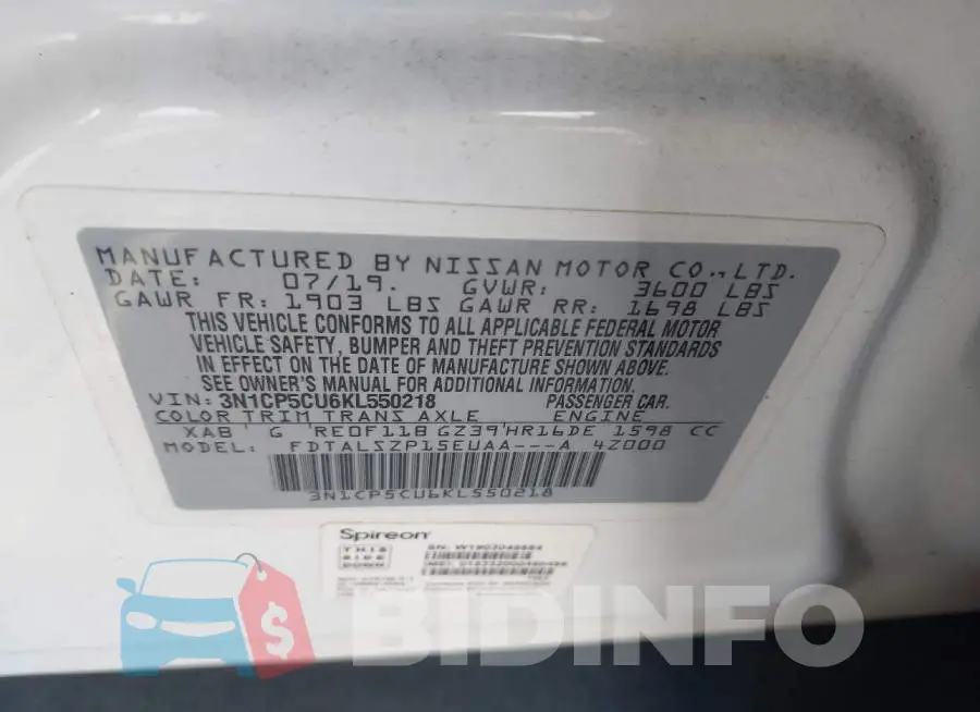 3N1CP5CU6KL550218 Photo# 9