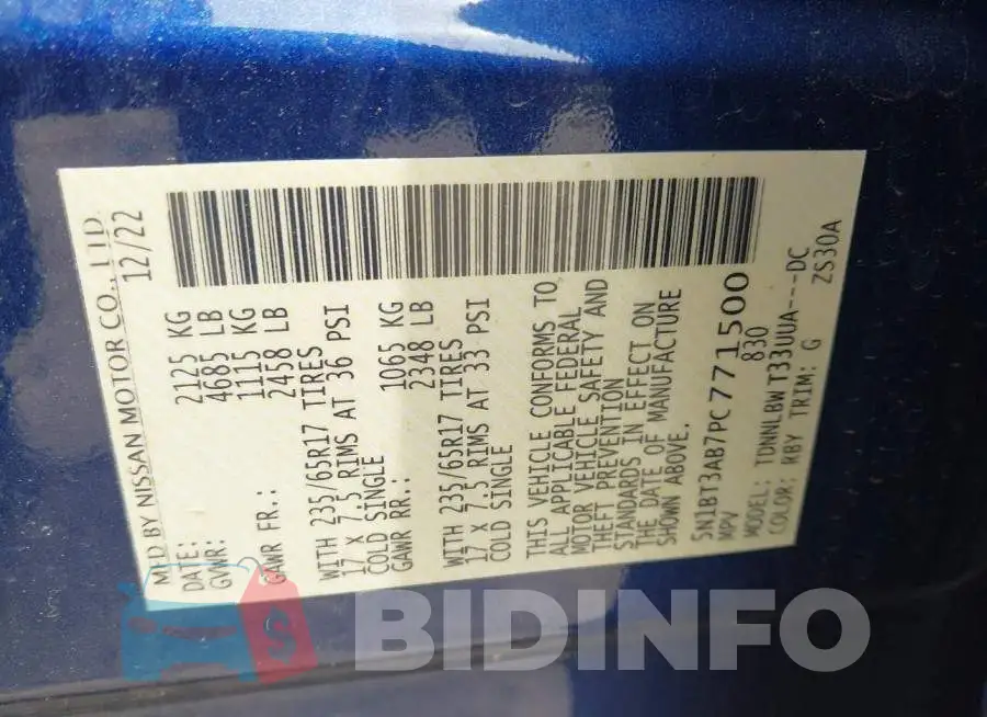 5N1BT3AB7PC771500 Photo# 9