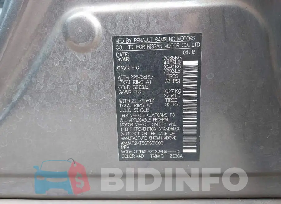 KNMAT2MT5GP691006 Photo# 9