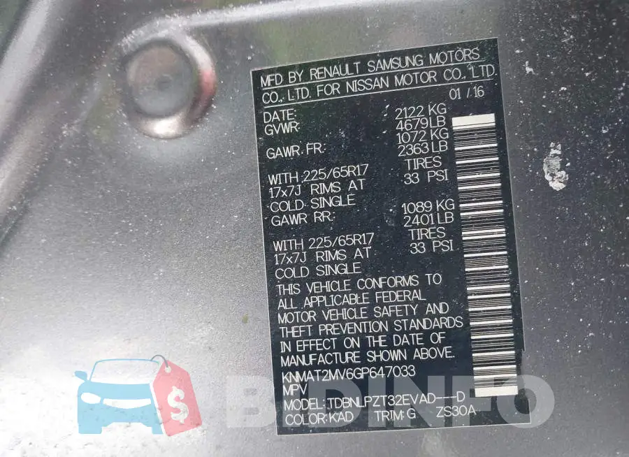 KNMAT2MV6GP647033 Photo# 9