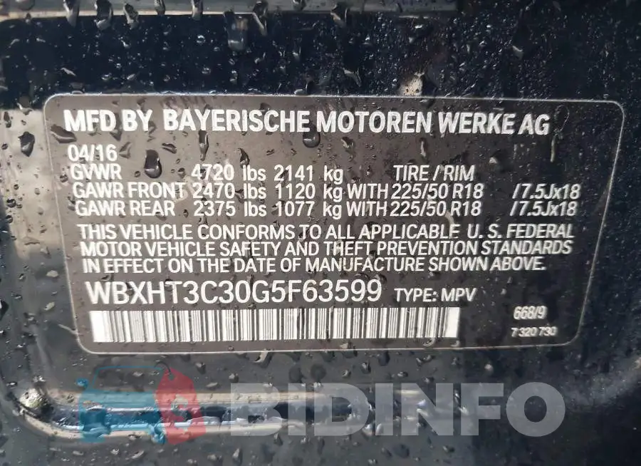 WBXHT3C30G5F63599 Photo# 9