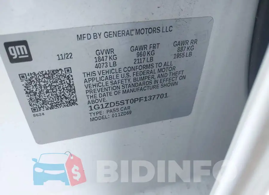 1G1ZD5ST0PF137701 Photo# 9