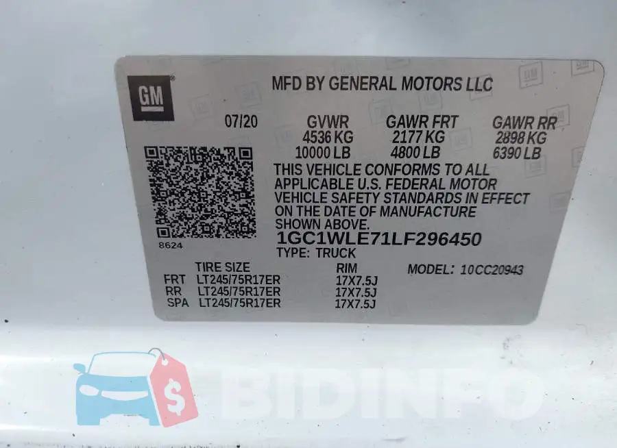 1GC1WLE71LF296450 Photo# 9