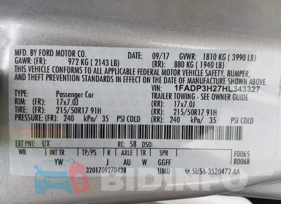 1FADP3H27HL343327 Photo# 9