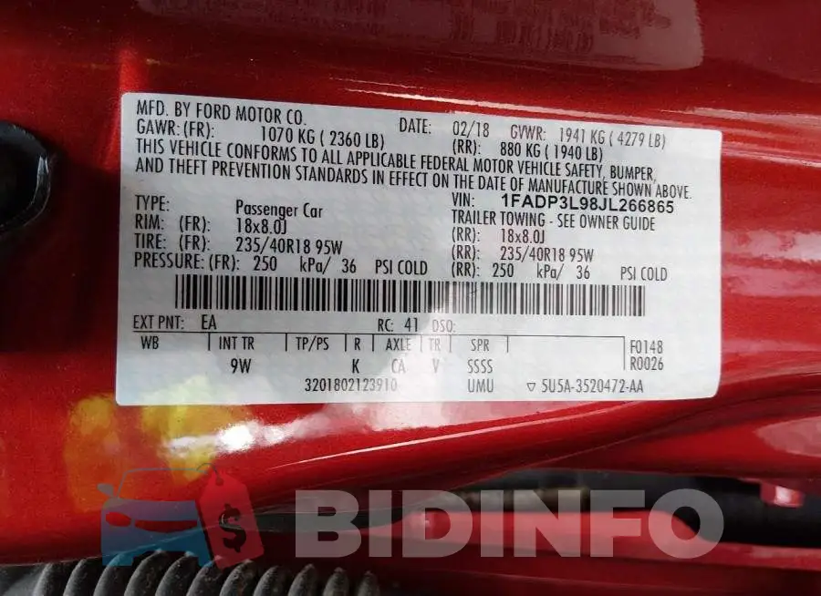 1FADP3L98JL266865 Photo# 9